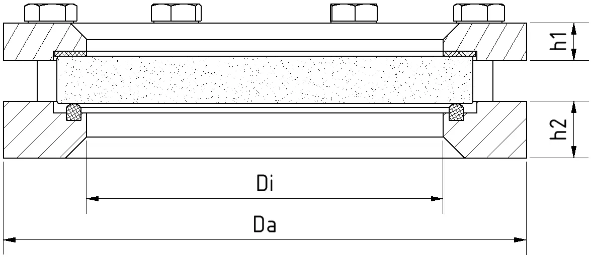 Dairesel Gözetleme Camı Tip 318V - Vakum - PN 2.5 technical drawing