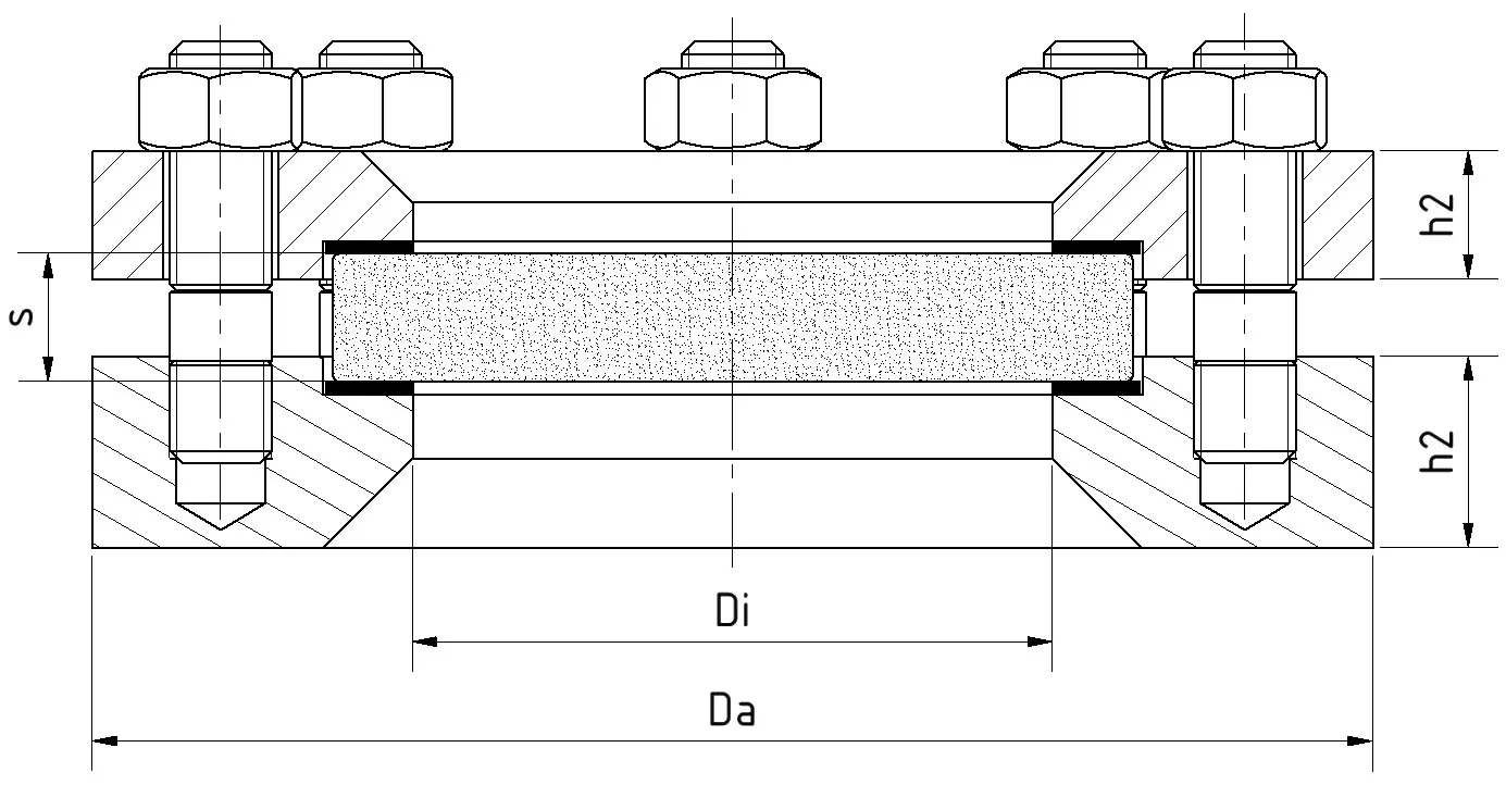 Dairesel Gözetleme Camı Tip 320 DIN 28120 PN 10/16 technical drawing