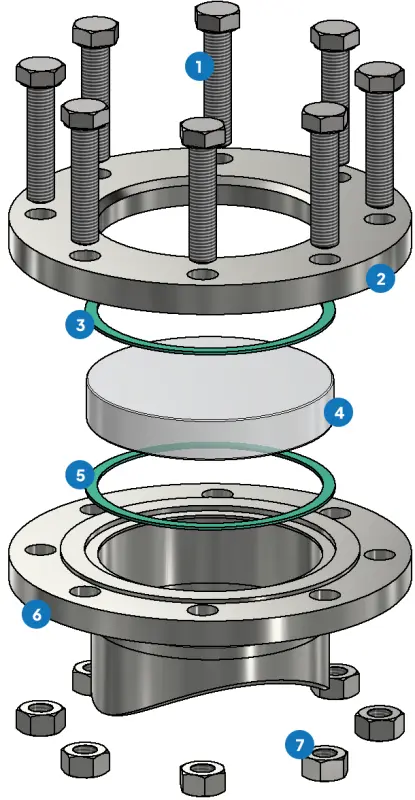 Dairesel Gözetleme Camı Tip 391 PN 16/40 - boru montajı technical drawing