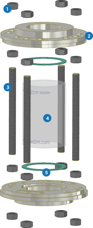Cam Halkalı Gözetleme Camı Tip 620 PN 10/16 technical drawing